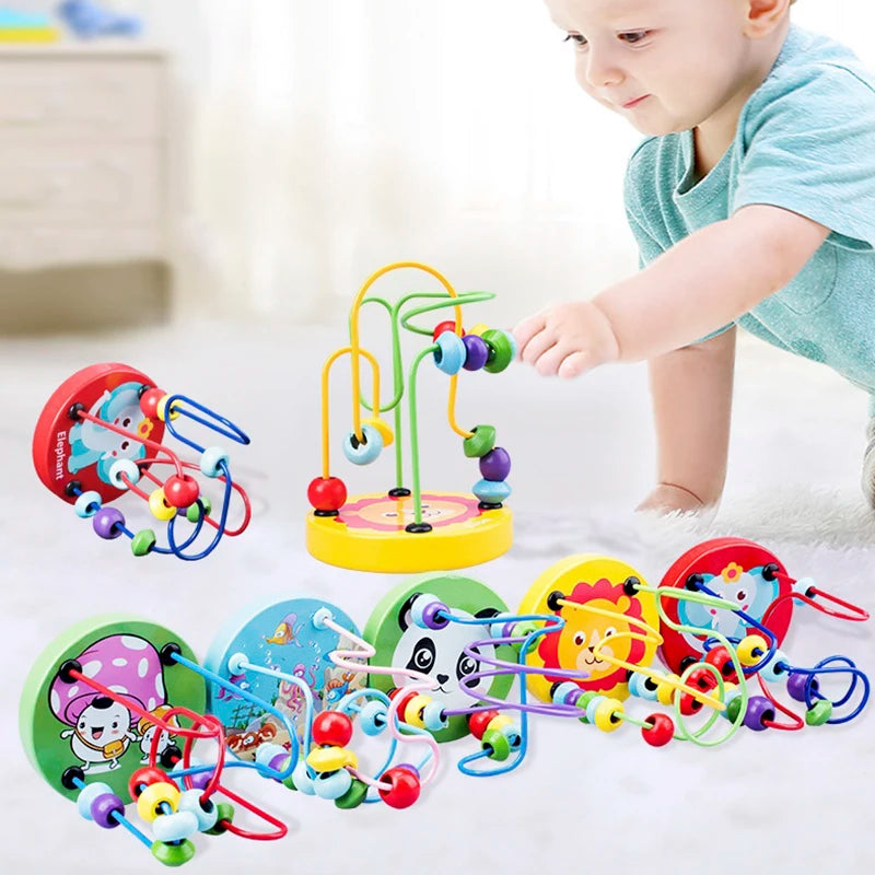 Holzspielzeug Kinder Kreise Bead Wire Maze Achterbahn Kleinkind Frühe Pädagogische Puzzles Spielzeug für Kinder Kleinkinder