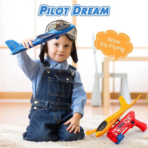Kinderspielzeug, Katapult, Flugzeug, Pistolenstil, startendes Flugzeug