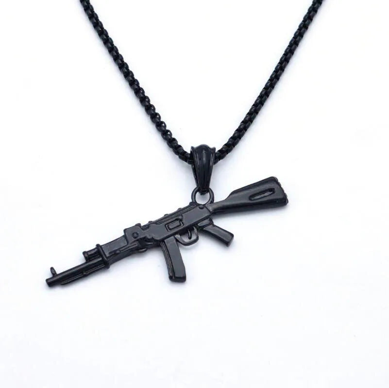 Trend Hip Hop Ice out Gold Silver Color Ak 47 Gun