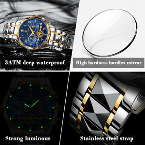 POEDAGAR Luxury Sports Watch Men Stainless Steel MaN