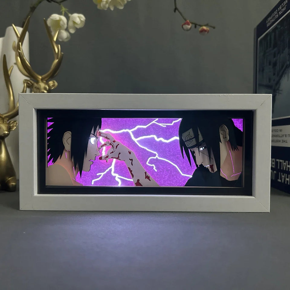 Uchiha Sasuke and Uchiha Itachi 3D Anime LED Light Box