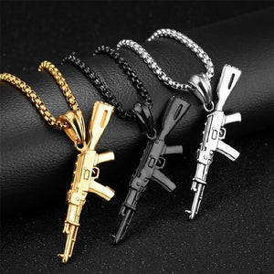 Trend Hip Hop Ice out Gold Silver Color Ak 47 Gun