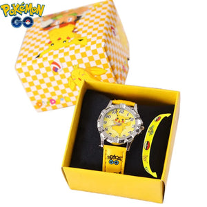 Neue Anime Pokemon Pikachu Figur Kinder Uhr Set Kinder Quarz Pikachu Jungen Mädchen