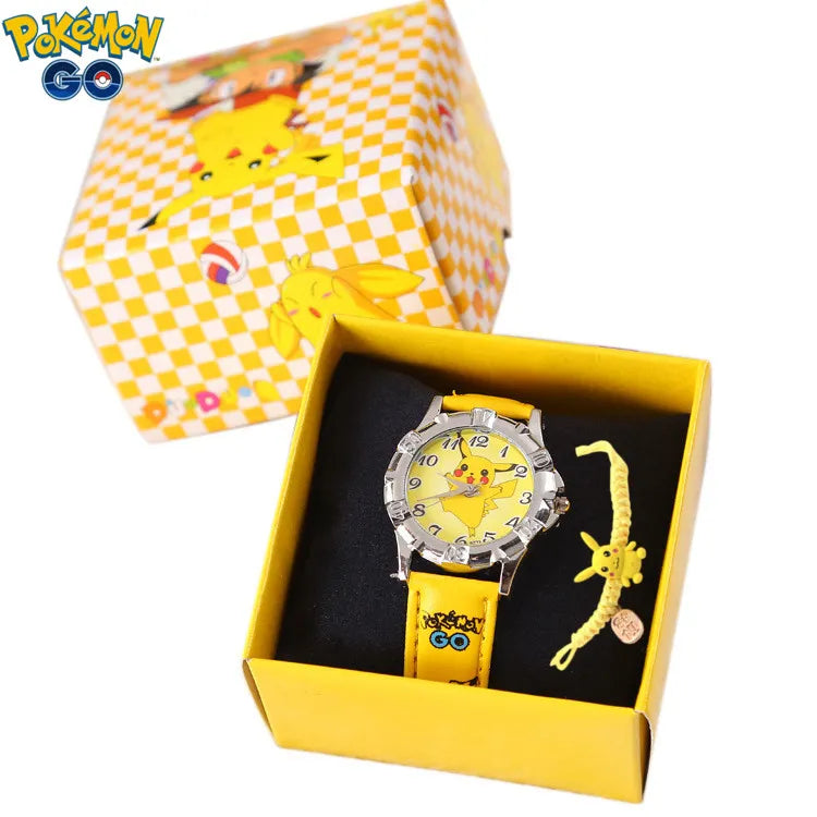 Neue Anime Pokemon Pikachu Figur Kinder Uhr Set Kinder Quarz Pikachu Jungen Mädchen